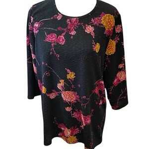 Alia Black Floral Pullover Tunic